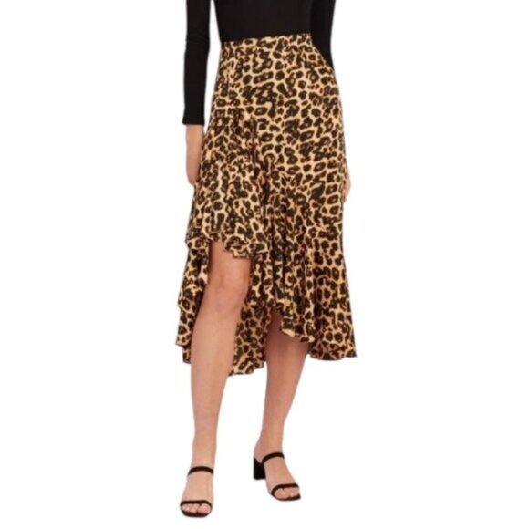 NWT Misa | Los Angeles Leopard Ruffle Mireya Midi Skirt Size Large - Picture 1 of 12